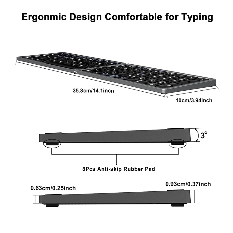 Hot selling Foldable Bluetooth Keyboard With Number Pad